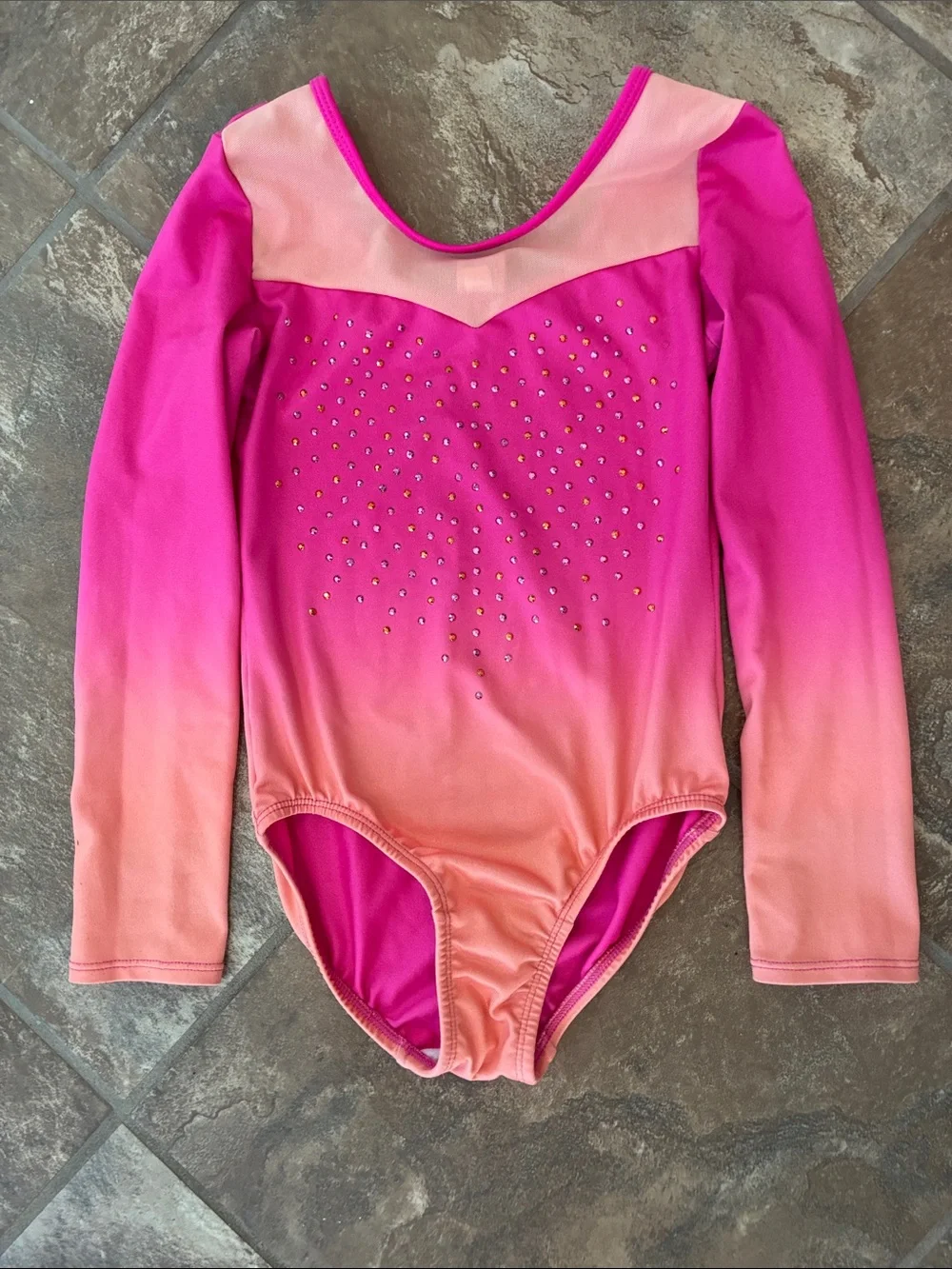 More Than Magic Hot Pink to Peach Ombre Long-Sleeve Dance Leotard